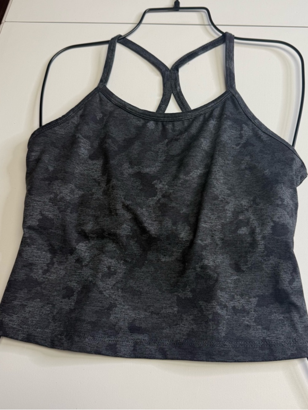 Kyodan Heathered Camo Black Sports Bra Size M Racerback Longline shelf bra